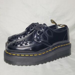 Dr. Martens Sidney Quad black leather platform creeper shoes